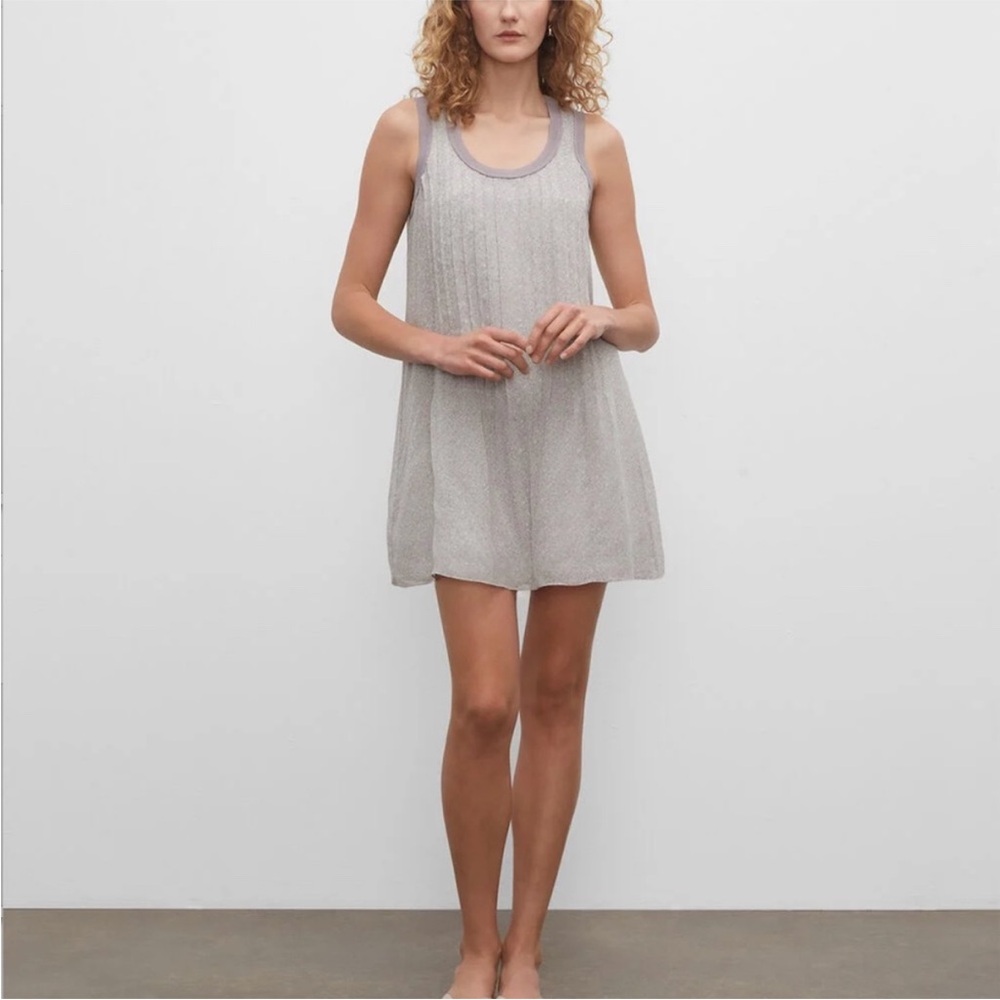 Club Monaco Floral Pintuck Scoop Silk Dress